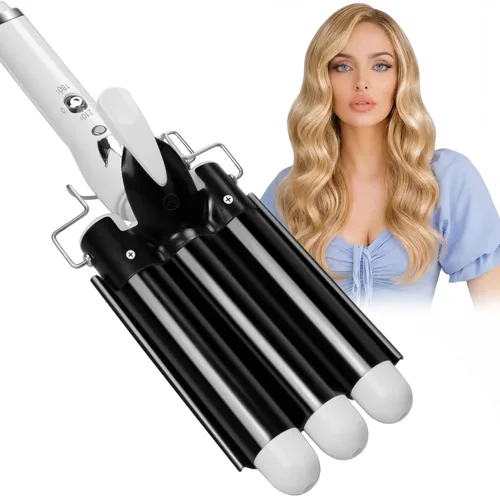 Vista 8 de Rizador de 3 barriles Aleath: Rizador de cabello de doble voltaje con temperatura ajustable de tres barriles - Varilla onduladora de cerámica de 1