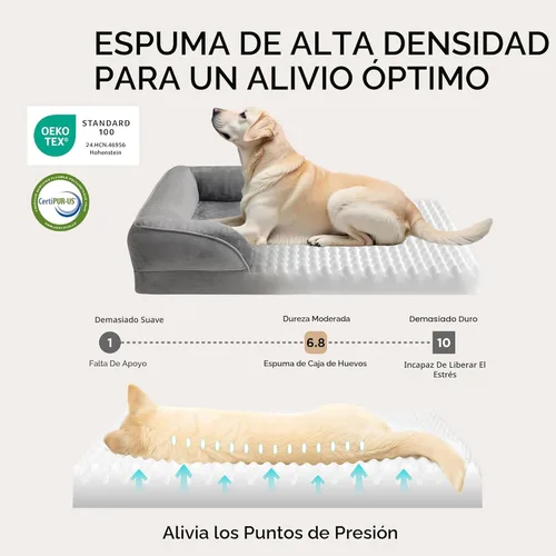 Vista 3 de Bedsure Cama ortopédica para perros de tamaño mediano – Cama lavable para perros medianos y gatos, impermeable, cómodo sofá para mascotas con funda