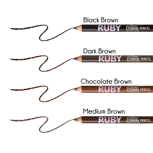 Vista 7 de Ruby Kisses GoBrow - Lápiz de cejas, afilable, de larga duración, lápiz de madera para cejas de aspecto natural, paquete de 3 (marrón chocolate)