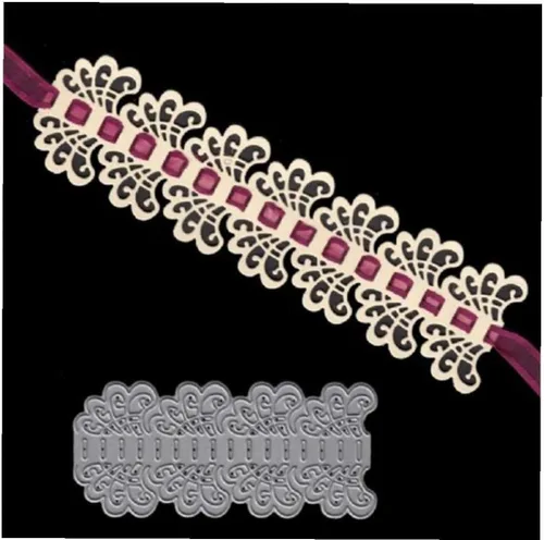 Vista 3 de Plantillas decorativas de corte de flores de encaje de metal troquelado para bricolaje álbumes de recortes