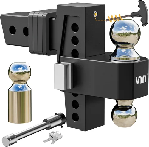 Vista 11 de VNN Enganche de Caída Ajustable - Enganche de Caída de 8 Pulgadas Receptor de 2.5 Pulgadas Negro Intercambiable 3 Monturas de Bola Sólidas