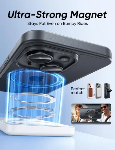 Vista 4 de MAGIC JOHN Soporte Magnético Invisible Giratório de 360° para iPhone 14/iPhone 13 [Antideslizante] [Compatible con MagSafe] Funda con soporte de 16