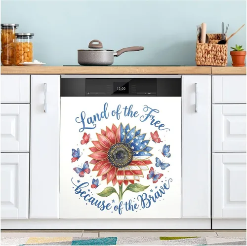 Vista 10 de 4th of July Cowboy Red Print Dishwasher Magnet Cover Decorative Magnetic Sticker Refrigerator Panel Door Decal for Kitchen Home Cabinet 23" W * 26" H