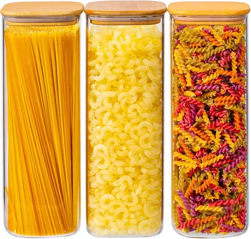 Vista 13 de 1.2 galones (148oz) 2 piezas de grandes contenedores de almacenamiento de alimentos de vidrio, contenedores de almacenamiento de boca ancha
