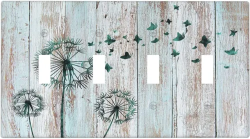 Vista 155 de William Morris Floral Boho Azul Medianoche Azul Bohemio Flor 1 Banda Dúplex Cubierta de Salida Decorativa Receptáculo Único Interruptor Eléctrico