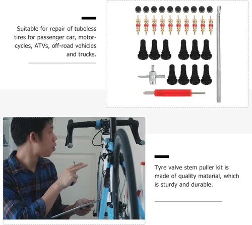Vista 5 de Tire Stem Installation Set with Valve Core Removal Tool 1pcs Car Tire Stem Puller Kit Repair and Maintenance