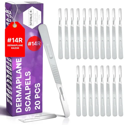 Vista 17 de MyMed Bisturíes desechables Cuchillas afiladas de acero al carbono #10 Bolsas individuales estériles para dermaplaining, podología
