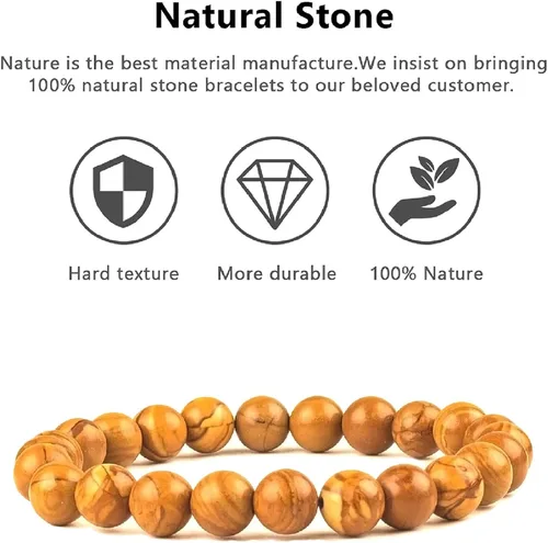 Vista 2 de TIGERSTAR Natural Lava Rock Beads Bracelet,Stretch Elastic Bracelets,Adjustable Braided Rope Gemstone Bracelets for Men Women
