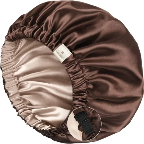 Vista 24 de YANIBEST Gorro de Seda de Satén para Dormir para Mujeres y Hombres, Gorro de Cabello Ajustable de Doble Capa para Rizos y Trenzas para Reducir