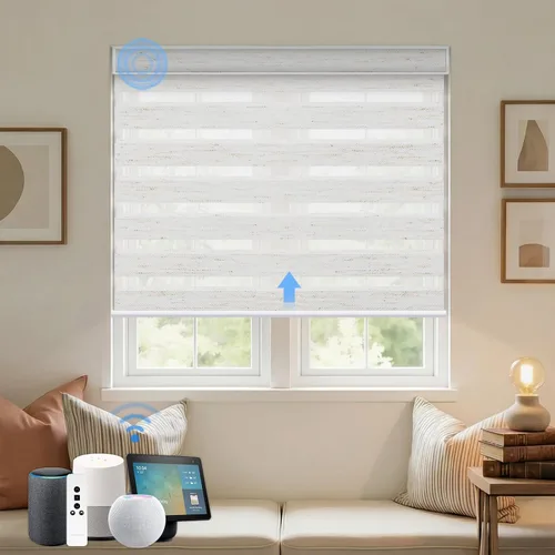 Vista 36 de Persianas motorizadas cebra, persianas opacas automáticas del 85 % para ventanas de interior, funcionan con HomeKit, Alexa, Google Home, persianas