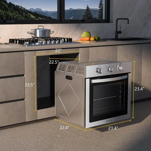 Vista 3 de Empava Horno eléctrico de pared individual integrado de 24 pulgadas con convección y asador, 10 modos de cocción, control táctil de pantalla, acero