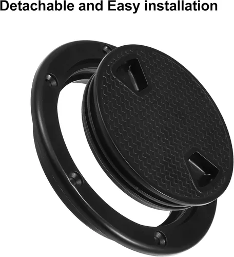 Vista 4 de X AUTOHAUX Boat Inspection Deck Plate Hatch Marine Round Inspection Hatch Deck Plate W/Detachable Cover Water Tight for Outdoor Installations Black