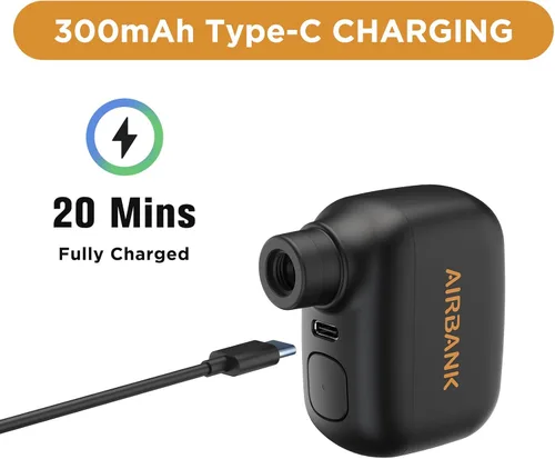 Vista 5 de AIRBANK Mini bomba de bicicleta POCKET SE, bomba de aire eléctrica de bicicleta de 100 PSI para bicicletas de carretera, bomba de bicicleta