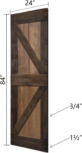 Vista 3 de K Style - Losa para puerta corrediza de granero de madera maciza con acabado de nogal oscuro y café Kona (24 x 84 pulgadas), requiere montaje