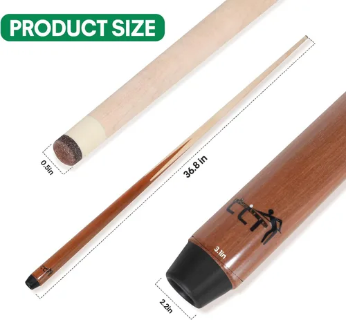 Vista 7 de Taco de billar de arce canadiense de 1 pieza - Palo de taco de billar de 4 puntas.