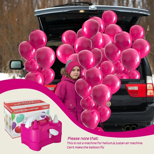 Vista 7 de Electric Balloon Pump for Party Decorations – Portable Inflator, Auto Shutoff, Balloon Air Pump Dual Nozzle Rose Red 110V 600W