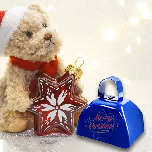 Vista 3 de 12 piezas de cencerro de vaca de metal con asa, FOVERN1 Azul Cencerro de vaca a granel de 3 pulgadas, Mini Campanas, Fabricantes de ruido