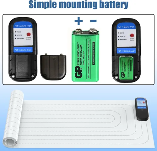 Vista 3 de scat Mat para gatos y perros – Tapete eléctrico de entrenamiento para mascotas con 3 modos, funciona con pilas, almohadilla de choque para mantener