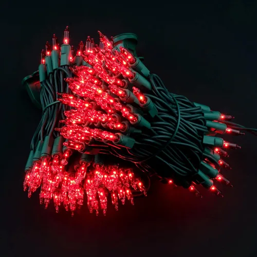 Vista 6 de YULETIME 200 luces rojas de Navidad, paquete de 2 hebras de 21 pies, 100 unidades, con certificación UL, mini tira de luces incandescentes