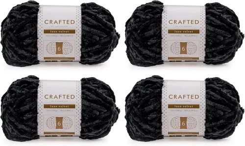 Vista 70 de Crafted By Catherine Luxe Velvet - Ovillo de hilo sólido de terciopelo, paquete de 2 unidades (10.5 onzas, 98 yardas cada madeja), color negro