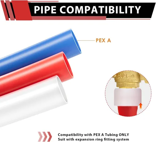 Vista 5 de Paquete de 2 EFIELD Válvula de bola de latón de cierre completo de puerto completo de expansión de Pex A de 1/2 pulgada con oreja caída, rojo