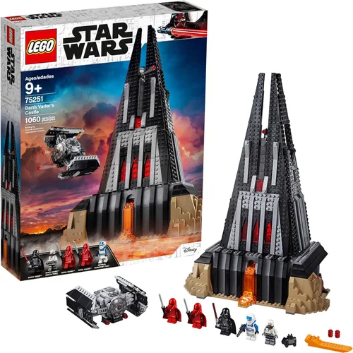 LEGO Star Wars Castillo de Darth Vader 75251 kit de construcción incluye caza TIE, minifiguras de Darth Vader, tanque Bacta y más (1,060 piezas) -