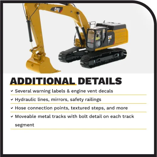 Vista 5 de Diecast Masters CAT Caterpillar 349F L XE Excavadora hidráulica con operador Línea alta Serie 1/50 Diecast Modelo 85943