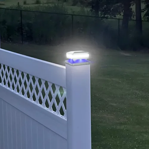 Vista 8 de Luces solares para tapa de poste, paquete de 4 luces solares para postes de valla alimentadas por energía solar para decoración de patio, terraza