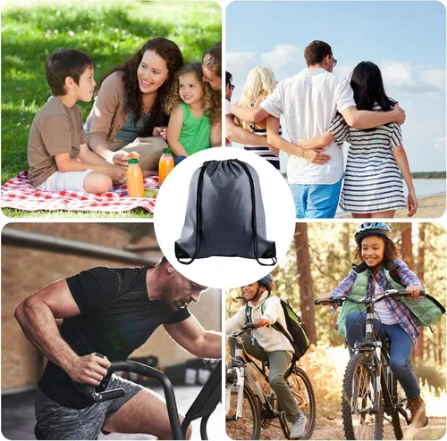 Vista 6 de KUUQA Mochila con cordón a granel, bolsas de almacenamiento para deporte, gimnasio, viajes, Gris, Viajar