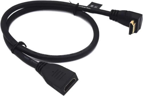 Vista 5 de Cable de extensión HDMI 8K a 60Hz de 2 pies, 48 Gbps, cable Ultra HD, recto hembra a macho en ángulo descendente, extensor HDMI 2.1, cable