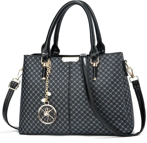 Vista 8 de Bolso y bolsos de mano para mujer, 3 compartimentos con cremallera, bolso de mano de diseñador con asa superior