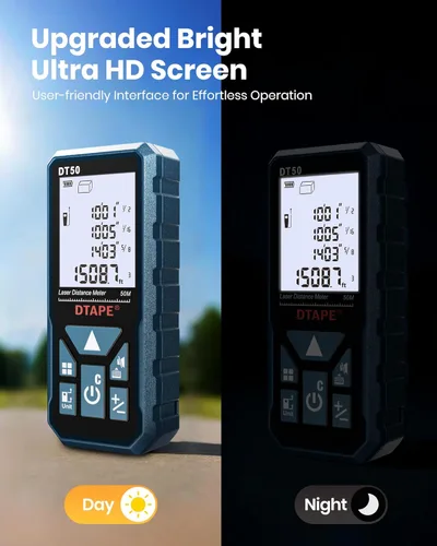 Vista 5 de DTAPE - Medidor de distancia láser digital de 165 pies, herramienta de medición láser de alta precisión mejorada, cinta métrica electrónica