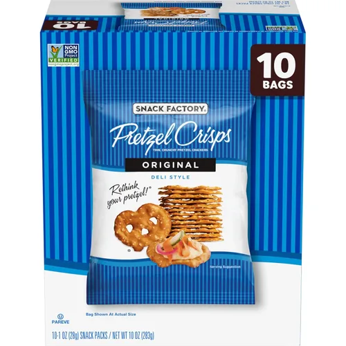 Vista 9 de Snack Factory Pretzel Crisps Minis sabor original, paquetes de aperitivos de tamaño individual, 24