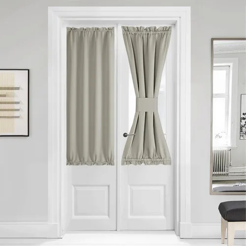 Vista 330 de NICETOWN Cortinas 100% opacas para puerta francesa, cortinas de privacidad para ventana, persianas de oscurecimiento de habitación de 25 x 64