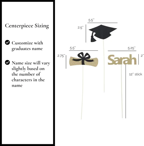 Vista 4 de Graduation Table Centerpieces 2026, Graduation Party Table Decorations, Class of 2026 Centerpiece Sticks, 3 per Pack