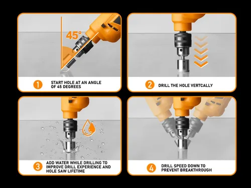 Vista 4 de KATA Kit de Sierra Perforadora de Diamante: 10 Brocas de Diamante para Azulejos para Botellas de Vidrio - Juego de Sierra Perforadora Kit de Sierra