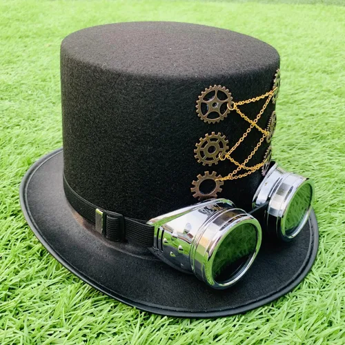 Vista 4 de Gorro Steampunk para hombre para fiesta color negro