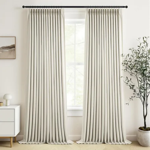 Vista 65 de Topfinel - Cortinas opacas plisadas de 96 pulgadas para dormitorio, 2 paneles Natural