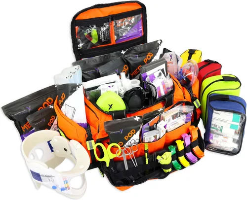 Vista 10 de Lightning X Bolsa modular X-grande de primeros auxilios EMT Medic para trauma con suministros de kit de primeros auxilios de emergencia (Negro)