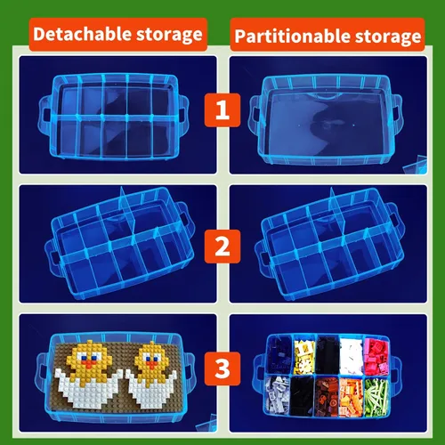 Vista 3 de Caja de almacenamiento para Lego, organizador de almacenamiento apilable con 30 compartimentos para Lego, para muñecas Barbie, para cubos