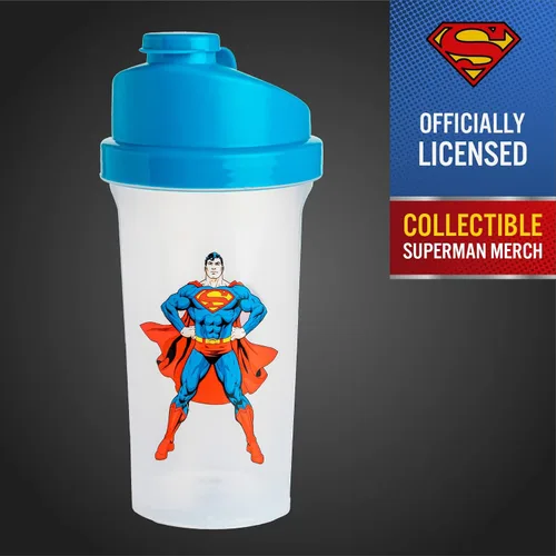 Vista 5 de Paladone Superman - Botella mezcladora de proteínas, 23 onzas, con licencia oficial de DC Comics