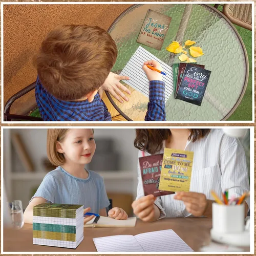 Vista 7 de Chinco 100 piezas de bloc de notas cristiano Mini cuadernos de versículos bíblicos Blocs de notas religiosos Regalos cristianos Diarios de oración