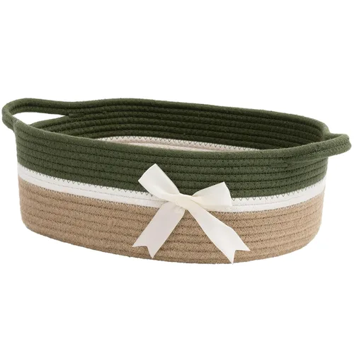 Vista 15 de CHICVITA Cesta de almacenamiento para regalos, bonitas cestas de cuerda de algodón para guardería, pequeña cesta de regalo con asas, cestas tejidas