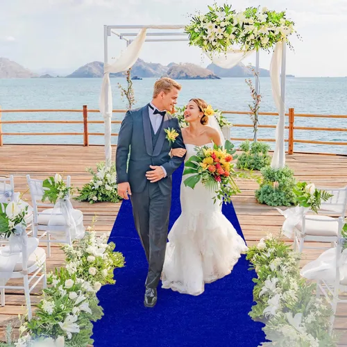 Vista 12 de Camino de pasillo negro de 4 x 15 pies para ceremonia de boda, alfombra de pasillo de terciopelo para pasillo, accesorios de boda para recepción