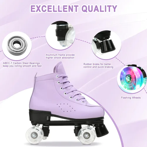 Vista 3 de YYW Patines clásicos de doble fila de cuero PU para mujer - Interior/exterior