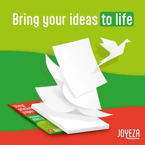 Vista 7 de JOYEZA Papel adhesivo de vinilo imprimible de calidad premium para impresora de inyección de tinta - 25 hojas de color blanco mate impermeables, se