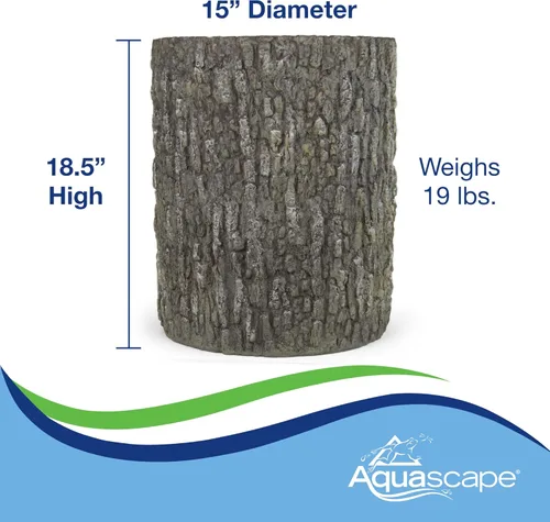 Vista 5 de Aquascape Cubierta decorativa de tocón de roble sintético para accesorios, cajas eléctricas, asiento, mesa o acento de jardín, 18.5 pulgadas de alto