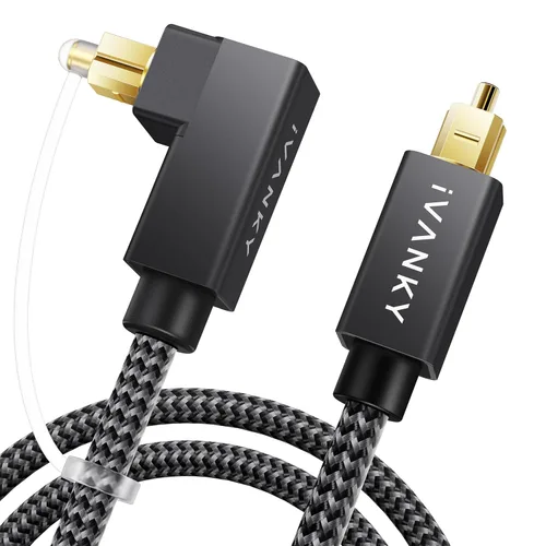 Vista 10 de Cable de audio óptico IVANKY, cable de fibra óptica Toslink de 10 pies, cable de audio óptico digital S/PDIF para barra de sonido, sistemas estéreo