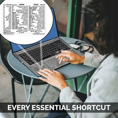 Vista 6 de SYNERLOGIC Guía de referencia rápida para Windows + WordExcel (para Windows), adhesivos de acceso directo de teclado, vinilo sin residuos
