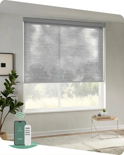 Vista 23 de Yoolax Persianas motorizadas con control remoto, persianas opacas remotas para ventanas, persianas enrollables automáticas inalámbricas persianas